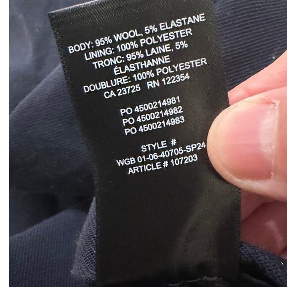 Aritzia Babaton Agency Pant City Cropped Wool Trouser High Rise Pants Navy, 10 - Picture 8 of 9